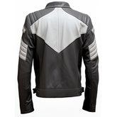 Gesteppte Biker-Outfit-Lederjacke für Herren im klassischen Moto-Racer-Stil aus Schaffell